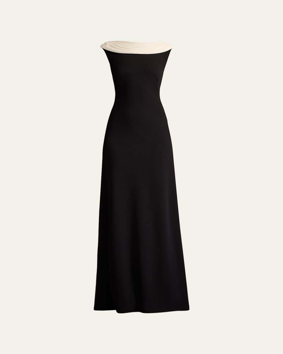 Draped Two-Tone Crepe Gown